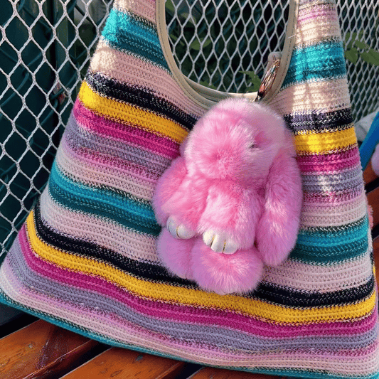 💘Valentijnsaanbieding: 50% Korting! 🐰 Handgemaakte Zachte Konijnen PomPom Sleutelhanger – Imitatiebont & Schattig Tasaccessoire!