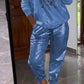 🎁2026 Nieuw binnen 50% KORTING💥🔥 Vrouwenset 2-delig met duivelsoogpatroon en lovertjes【Top + Broek】