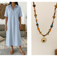 ⏰TIJDELIJK KORTING👗🌿Linnenmix midi shirtjurk V-hals losse pasvorm voor warme dagen
