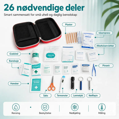 💥【50% OFF】🔥 Multifunctionele EHBO-noodset |Incl. Veiligheidshamer/Gordelsnijder/Ruitenbreker | Mini LED-zaklamp | Reddingsfluit | Traumaschaar | Ergonomisch Handvat | Voor Auto/Outdoor/Thuis 🚑)