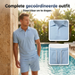 Tweedelige zomerset voor heren, bestaande uit een poloshirt en een korte broe