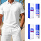 Tweedelige zomerset voor heren, bestaande uit een poloshirt en een korte broe