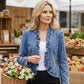 🧥 NU 57% KORTING! 🌸 Dames denimjas met ruches en open front – Lichtgewicht & vrouwelijk – Veelzijdig & chic 👗