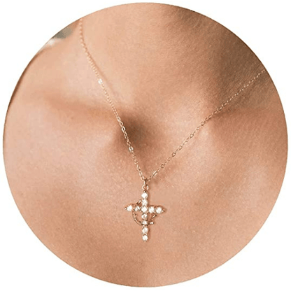 🤩Full Diamonds draaibare kroon kruis ketting