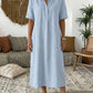 ⏰TIJDELIJK KORTING👗🌿Linnenmix midi shirtjurk V-hals losse pasvorm voor warme dagen