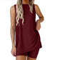 Mouwloze dames-set met ronde hals, 2-delige set, zomerse bijpassende loungeshorts, resort-, luchthaven- en reisoutfit, splitzoom, casual kleding, basic, getailleerd, thuiskleding