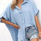 🔥Hete Uitverkoop 50% Korting💥Vrouwen Casual Button korte mouwen shirt met split Bottom Plain Gekleurde Tops
