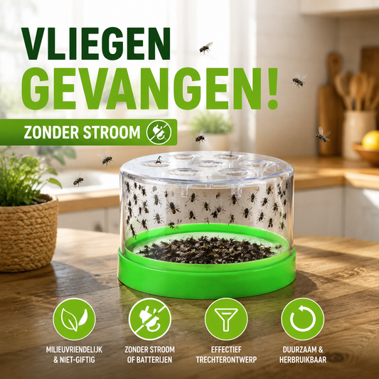 ♻️50% KORTING! Stop met het meppen naar vliegen alsof je een dirigent bent! Deze niet-elektrische vliegenval met eenrichtingstrechter zuigt ze naar binnen en laat ze nooit meer los – overal te plaatsen, veilig voor kids en huisdieren!