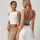 Hoog Nek Slim Fit Crop Tank Overhemd Y2k Tops