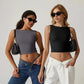 Hoog Nek Slim Fit Crop Tank Overhemd Y2k Tops