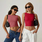 Hoog Nek Slim Fit Crop Tank Overhemd Y2k Tops