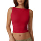 Hoog Nek Slim Fit Crop Tank Overhemd Y2k Tops