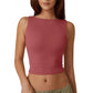 Hoog Nek Slim Fit Crop Tank Overhemd Y2k Tops