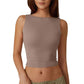 Hoog Nek Slim Fit Crop Tank Overhemd Y2k Tops