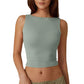 Hoog Nek Slim Fit Crop Tank Overhemd Y2k Tops