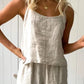 Dames Effen Spaghettibandjes Top en Lange Broek Set