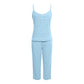 Dames Effen Spaghettibandjes Top en Lange Broek Set
