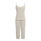 Dames Effen Spaghettibandjes Top en Lange Broek Set