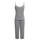 Dames Effen Spaghettibandjes Top en Lange Broek Set