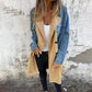 Trenchcoat van middellange lengte met stiksels in Denim Jean