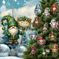 Houten kerstboom ornamenten set (12 stuks)