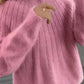 Effen kleur pluizig breien trui