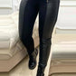 Nepleren broek met contrasterende afwerking en rits
