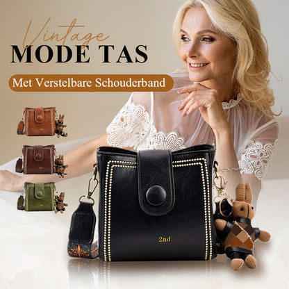 Vintage Mode Tas met Verstelbare Brede Schouderband