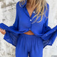 🔥2025 Vrouwen Fashion Street Casual Effen Shirt Lange Mouwen Set