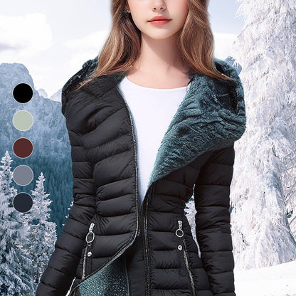 Women's Slim Fit Padded Coat with Plush Lining