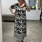 🥰Strapless V-hals Letter Patchwork Ademend Jurken
