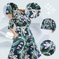 Fashion Gedrukte Ronde Hals Jurken Met Riem