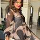 👗Vloeiende jurk met ronde hals, lange mouwen en print