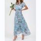 ☀️ Zomeractie – 50% KORTING! 💦Korte Mouw Lange Jurk met Bloemenprint