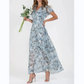 ☀️ Zomeractie – 50% KORTING! 💦Korte Mouw Lange Jurk met Bloemenprint