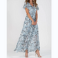 ☀️ Zomeractie – 50% KORTING! 💦Korte Mouw Lange Jurk met Bloemenprint