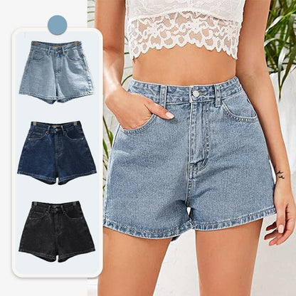 Denim shorts met hoge taille en losse pasvorm voor dames