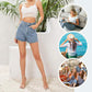 Denim shorts met hoge taille en losse pasvorm voor dames