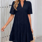 Elegante, opengewerkte, kanten, casual mini-jurk voor dames