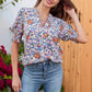 🌺Bloemen V-hals Pofmouw Blouse Voor Vrouwen