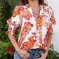 🌺Bloemen V-hals Pofmouw Blouse Voor Vrouwen
