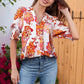 🌺Bloemen V-hals Pofmouw Blouse Voor Vrouwen