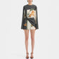 Dames mini-jurk met lange mouwen en modische print