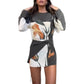 Dames mini-jurk met lange mouwen en modische print
