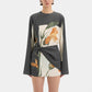 Dames mini-jurk met lange mouwen en modische print