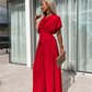 Effen gekleurde jumpsuit met hoge taille en geplooide pijpen