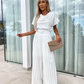 Effen gekleurde jumpsuit met hoge taille en geplooide pijpen