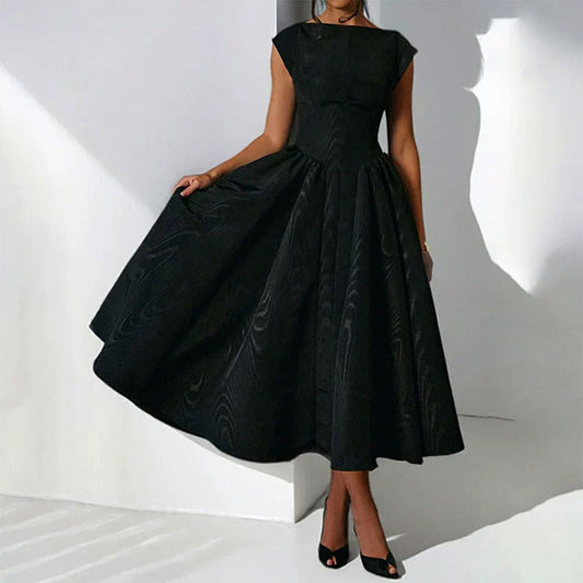 🎉💃Effen kleur Mouwloze Taille Cinching A-lijn jurk😍