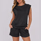 💕2025 Hot Sale 49% UIT🔥2025 Nieuwe Dames Cap Sleeve Crewneck Top & Drawstring Shorts 2-Delige Set