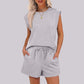 💕2025 Hot Sale 49% UIT🔥2025 Nieuwe Dames Cap Sleeve Crewneck Top & Drawstring Shorts 2-Delige Set
